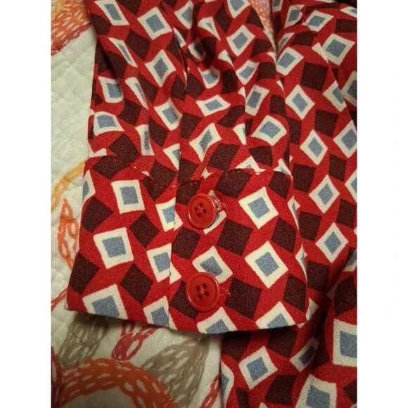 Reformation Hugh Geometric Long Sleeve Mini Shirtdress Size 6 - Picture 6 of 7